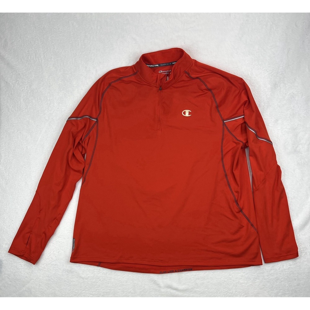 Men's Champion Performax Duofold Quarter Zip Fleece Athletic Sweater Size 2XL
